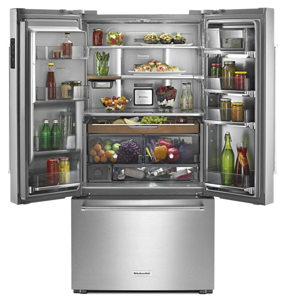 Kitchenaid KRFC704FSS 23.8 Cu. Ft. 36" Counter-Depth French Door Platinum Interior Refrigerator - Stainless Steel