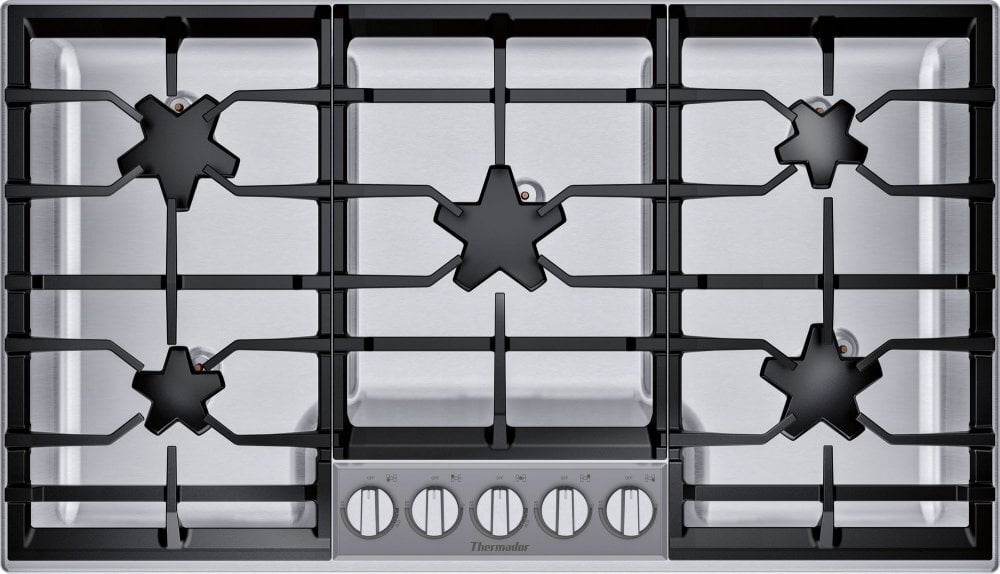 Thermador SGSXP365TS 36-Inch Masterpiece® Pedestal Star® Burner Gas Cooktop, Extralow® Select