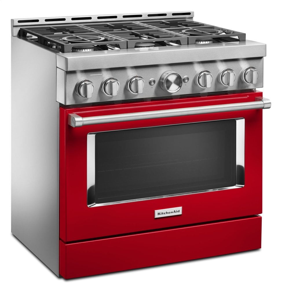 Kitchenaid KFGC506JPA Kitchenaid® 36'' Smart Commercial-Style Gas Range With 6 Burners - Passion Red