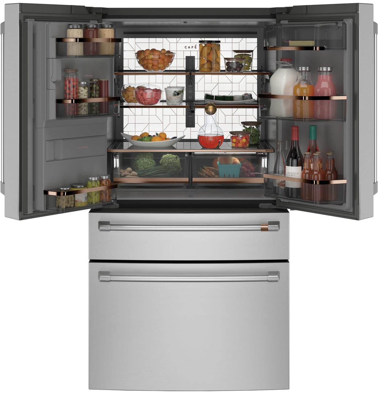 Cafe CXE22DP2PS1 Café&#8482; Energy Star® 22.3 Cu. Ft. Smart Counter-Depth 4-Door French-Door Refrigerator