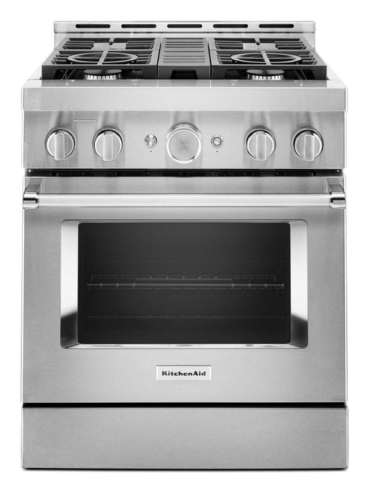Kitchenaid KFGC500JSS Kitchenaid® 30'' Smart Commercial-Style Gas Range With 4 Burners - Heritage Stainless Steel