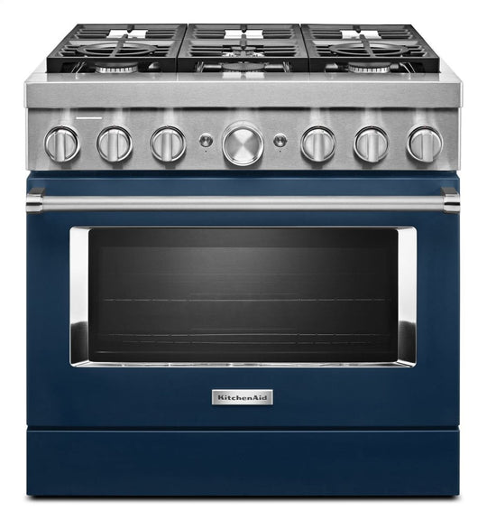 Kitchenaid KFDC506JIB Kitchenaid® 36'' Smart Commercial-Style Dual Fuel Range With 6 Burners - Ink Blue