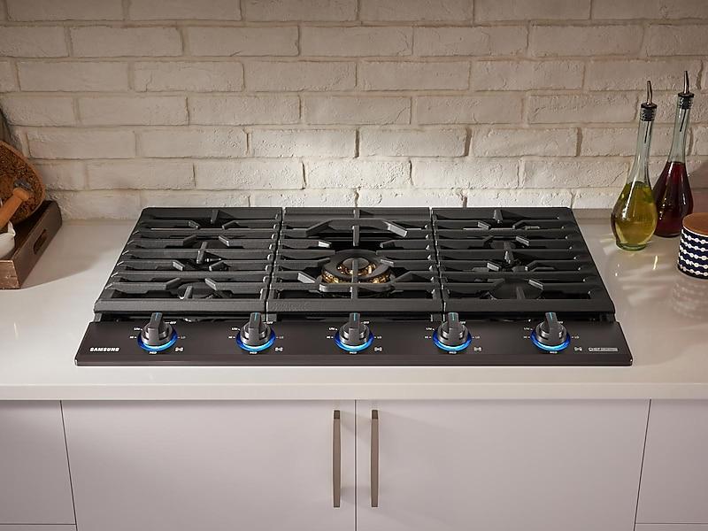 Samsung NA30M9750TM 30" Chef Collection Gas Cooktop With 22K Btu Dual Power Burner In Matte Black Stainless Steel