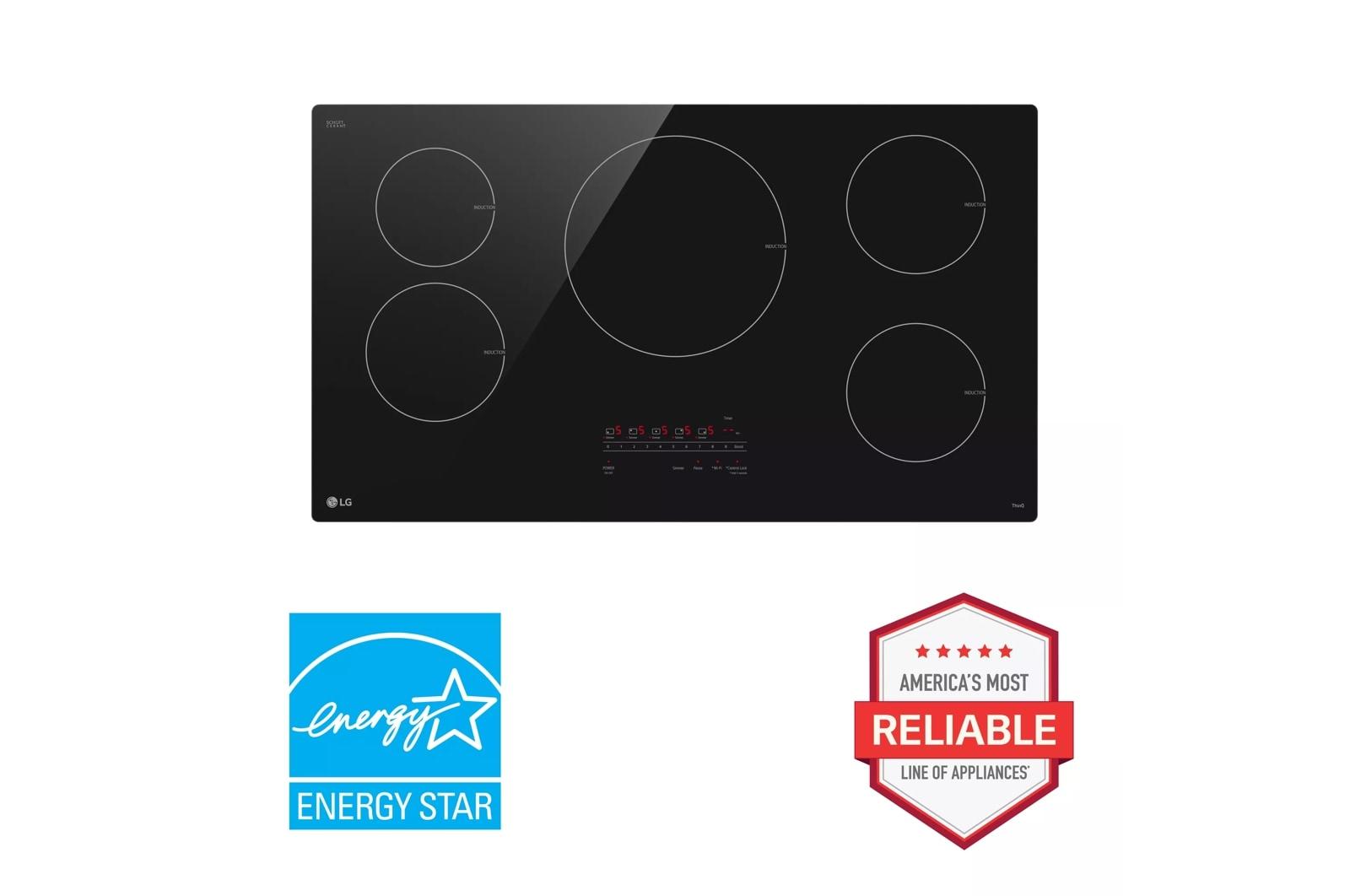 Lg CBIH3613BE 36" Smart Induction Cooktop With Ultraheat™ 4.3Kw Element