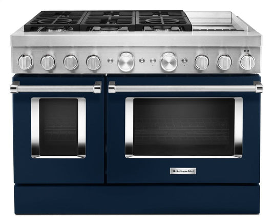 Kitchenaid KFDC558JIB Kitchenaid® 48'' Smart Commercial-Style Dual Fuel Range With Griddle - Ink Blue