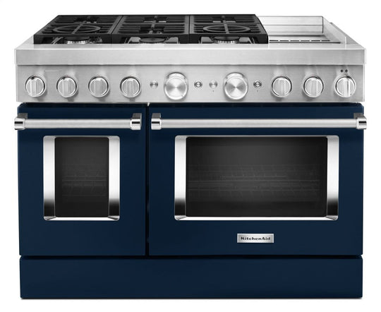 Kitchenaid KFDC558JIB Kitchenaid® 48'' Smart Commercial-Style Dual Fuel Range With Griddle - Ink Blue