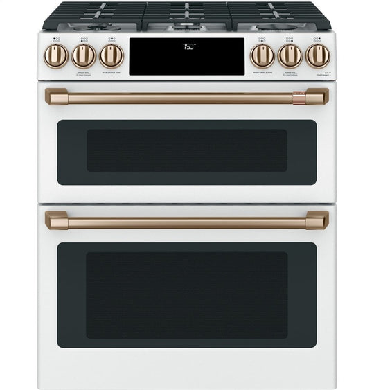 Cafe CGS750P4MW2 Café 30" Smart Slide-In, Front-Control, Gas Double-Oven Range With Convection