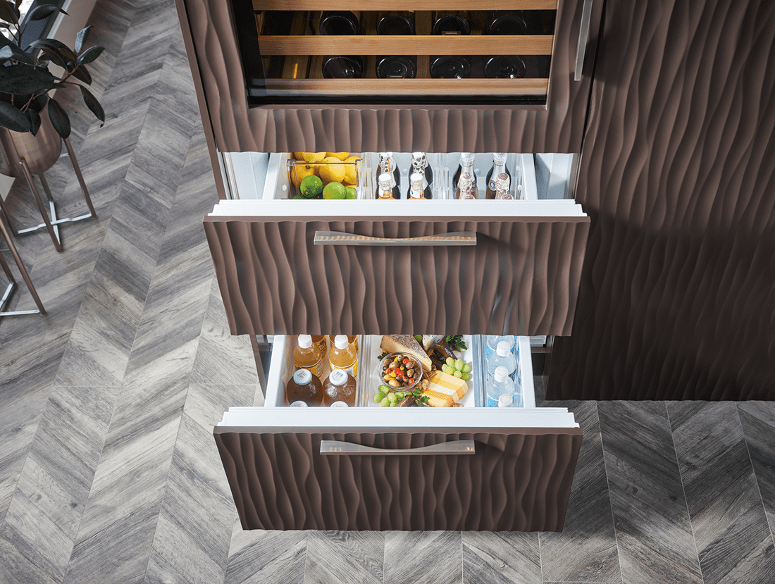 Sub-Zero IW30RALH 30" Designer Wine Storage With Refrigerator Drawers - Panel Ready