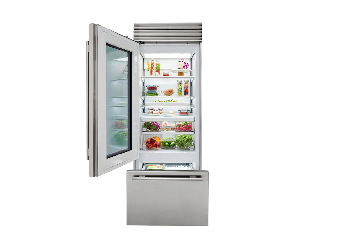 Sub-Zero CL3050UGSPR 30" Classic Over-And-Under Refrigerator/Freezer With Glass Door