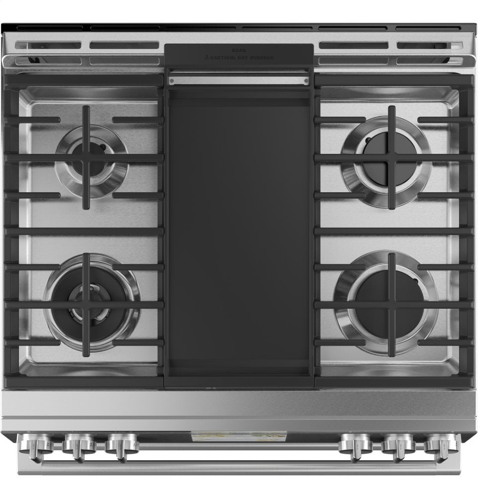 Cafe C2S950M2NS5 Café 30" Smart Slide-In, Front-Control, Dual-Fuel, Double-Oven Range With Convection In Platinum Glass