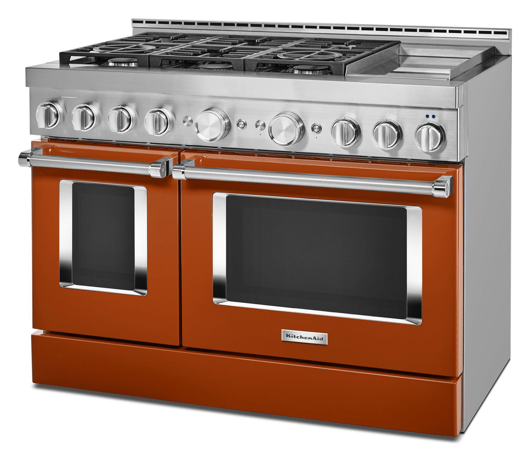 Kitchenaid KFGC558JSC Kitchenaid® 48'' Smart Commercial-Style Gas Range With Griddle - Scorched Orange