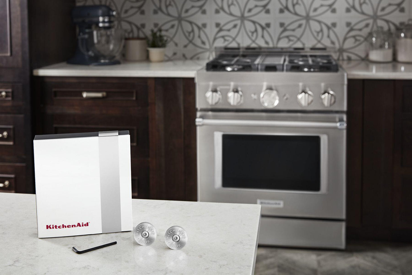 Kitchenaid W11368841SI Kitchenaid® Commercial-Style Range Handle Medallion Kit - Silver