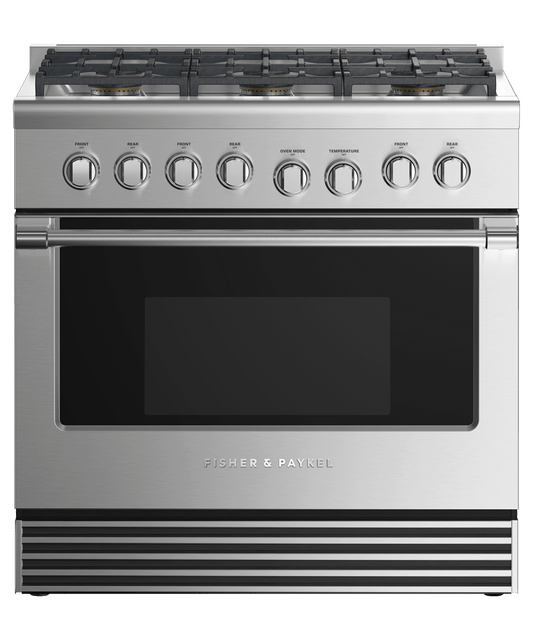 Fisher & Paykel RDV2366NN Dual Fuel Range, 36", 6 Burners
