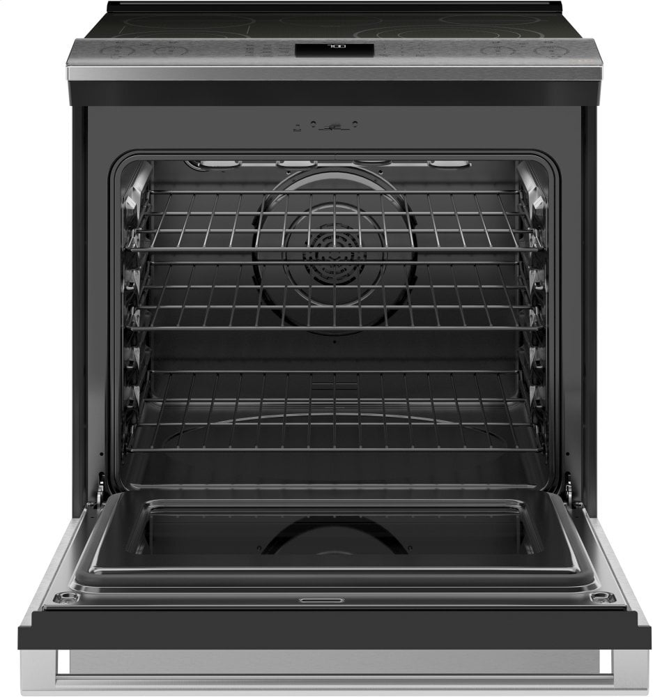 Cafe CES700M2NS5 Café 30" Smart Slide-In, Front-Control, Radiant And Convection Range In Platinum Glass