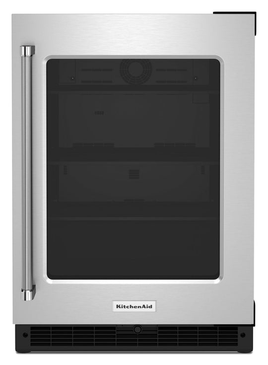Kitchenaid KURR214KSB 24" Undercounter Refrigerator With Glass Door - Black Cabinet/Stainless Doors