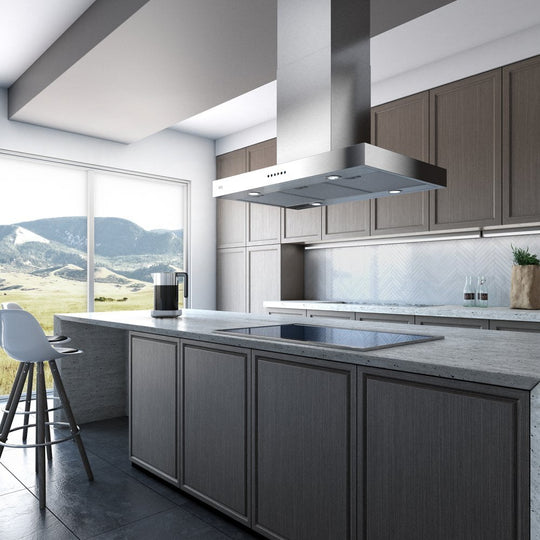 Xo Appliance XORI36S 600 Cfm 36" Minimalist Profile Italian Made Island Hood Stainless