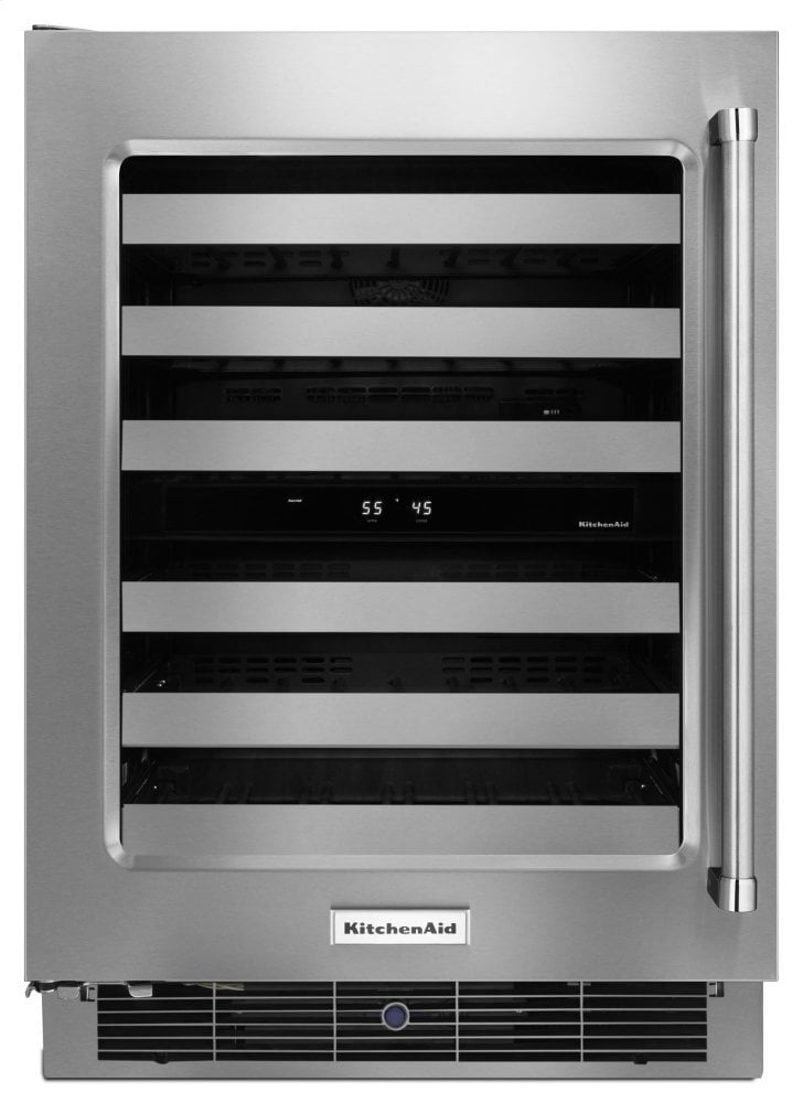 Kitchenaid KUWL304ESS 24" Wine Cellar With Glass Door And Metal-Front Racks - Stainless Steel