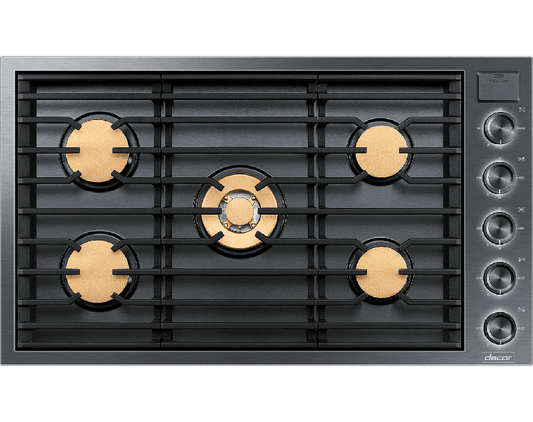 Dacor DTG36M955FM 36" Gas Cooktop, Graphite Stainless Steel, Natural Gas