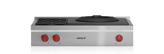 Wolf SRT362W 36" Sealed Burner Rangetop - 2 Burners And Wok Burner