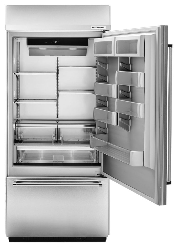 Kitchenaid KBBR306ESS 20.9 Cu. Ft. 36" Width Built-In Stainless Bottom Mount Refrigerator With Platinum Interior Design - Stainless Steel
