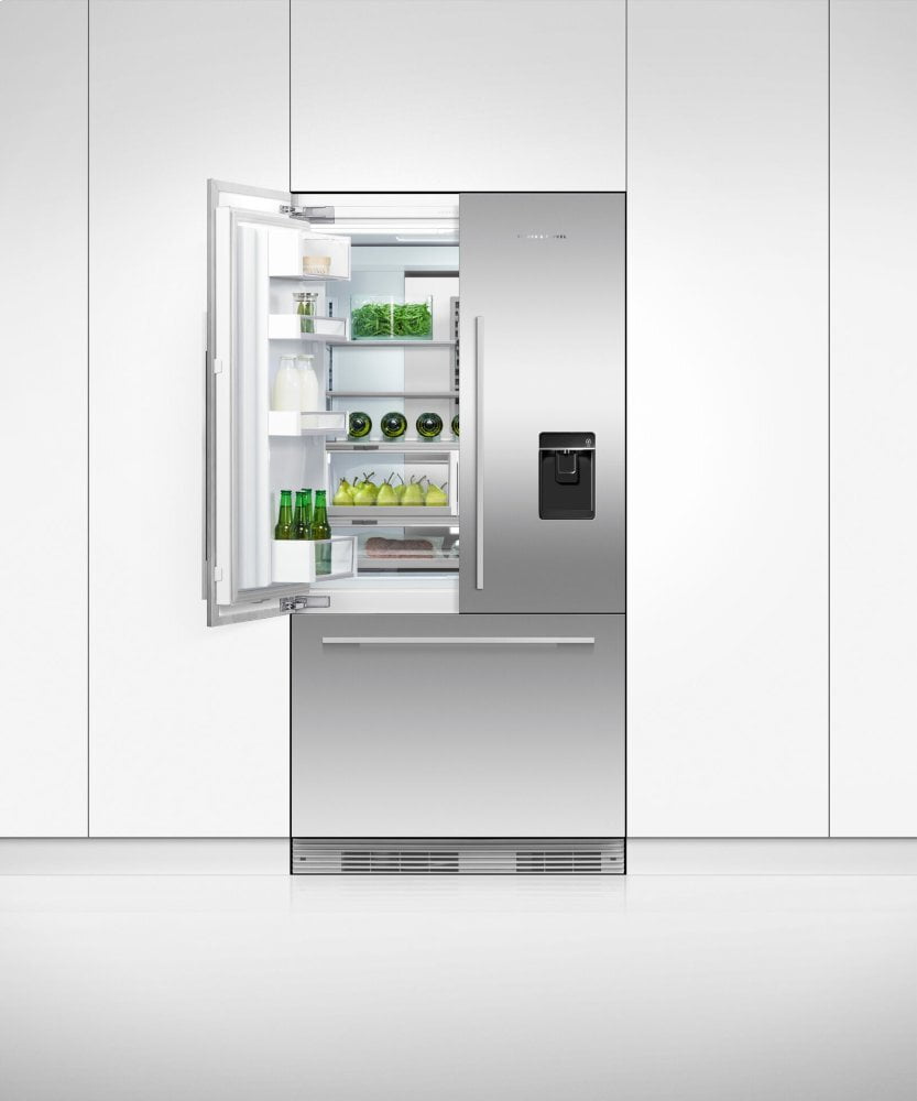 Fisher & Paykel RS36A72U1N Integrated French Door Refrigerator Freezer, 36", Ice & Water