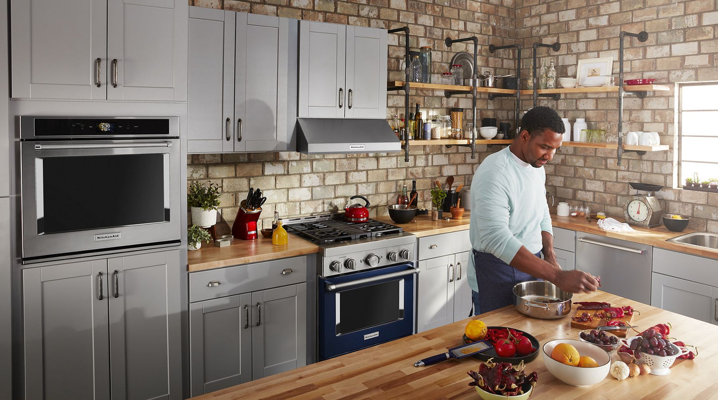 Kitchenaid KFGC500JIB Kitchenaid® 30'' Smart Commercial-Style Gas Range With 4 Burners - Ink Blue