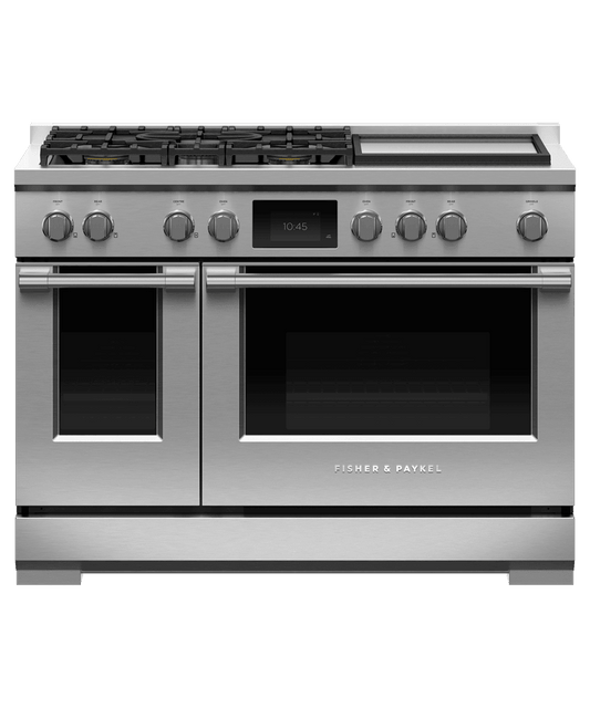 Fisher & Paykel RDV3485GDL Dual Fuel Range, 48", 5 Burners With Griddle, Self-Cleaning, Lpg