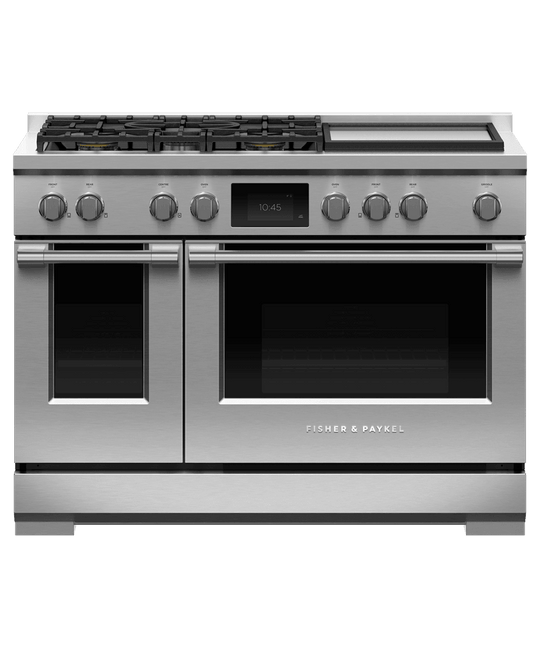 Fisher & Paykel RDV3485GDL Dual Fuel Range, 48", 5 Burners With Griddle, Self-Cleaning, Lpg