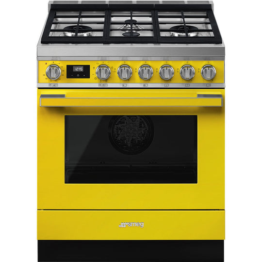 Smeg CPF30UGMYW Portofino Pro-Style Dual Fuel Range, Yellow, 30" X 25"