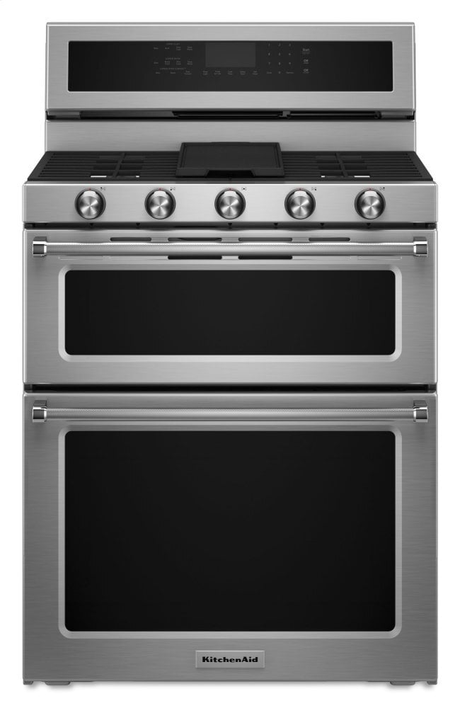 Kitchenaid KFGD500ESS 30-Inch 5 Burner Gas Double Oven Convection Range - Stainless Steel