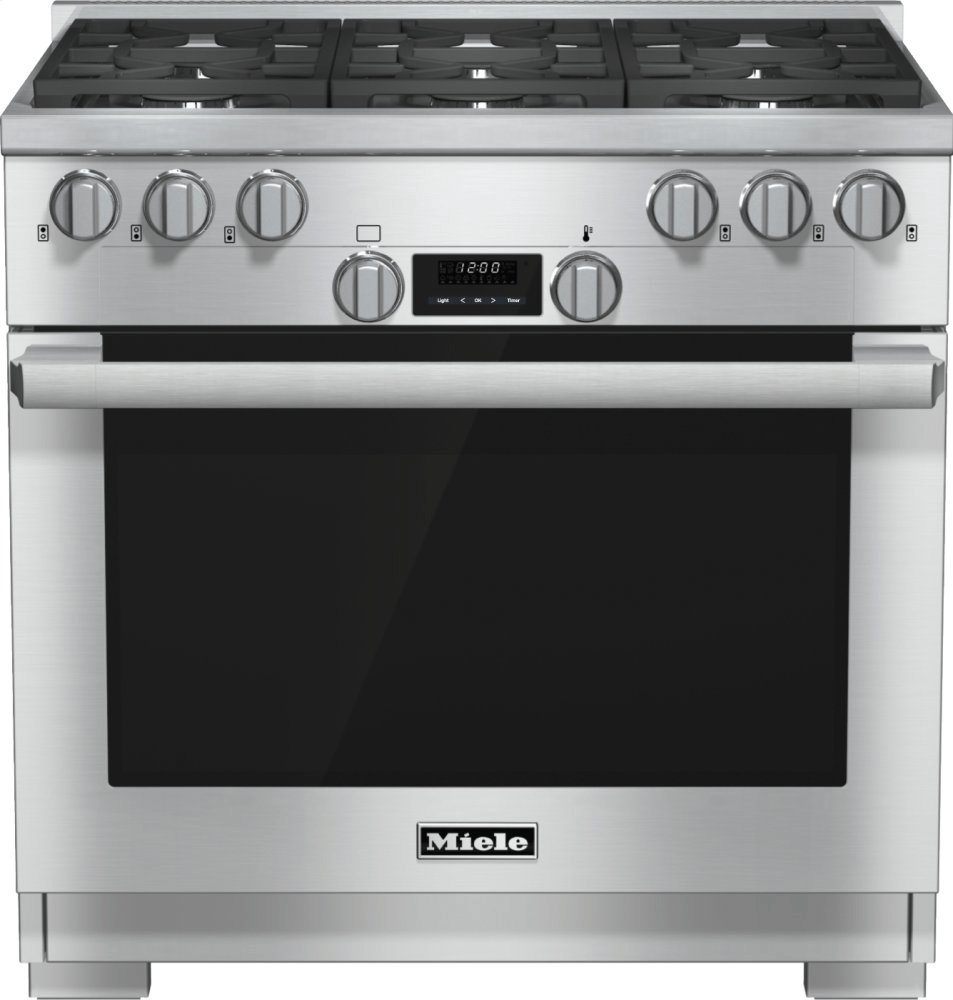 Miele HR11341GCLEANTOUCHSTEEL Hr 1134-1 G - 36 Inch Range All Gas With Directselect, Twin Convection Fans And M Pro Dual Stacked Burners
