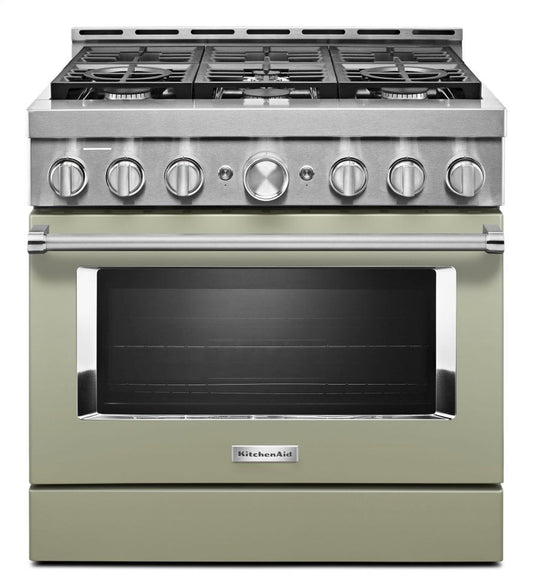 Kitchenaid KFGC506JAV Kitchenaid® 36'' Smart Commercial-Style Gas Range With 6 Burners - Avocado Cream