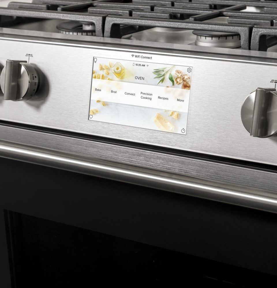 Cafe C2S950M2NS5 Café 30" Smart Slide-In, Front-Control, Dual-Fuel, Double-Oven Range With Convection In Platinum Glass