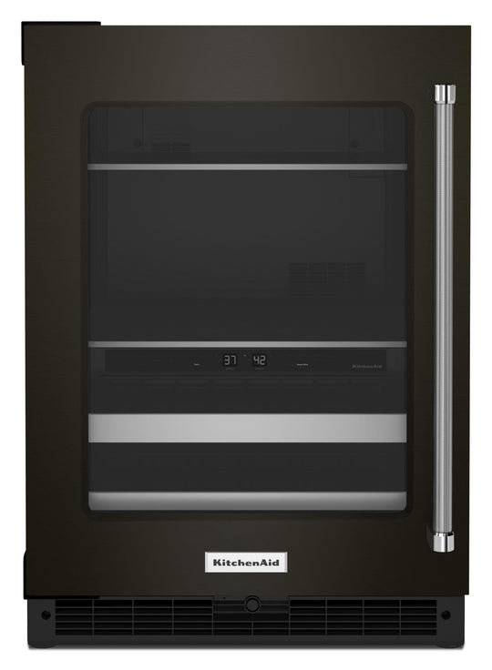 Kitchenaid KUBL314KBS 24" Beverage Center With Glass Door And Metal-Front Racks - Black Stainless Steel With Printshield™ Finish