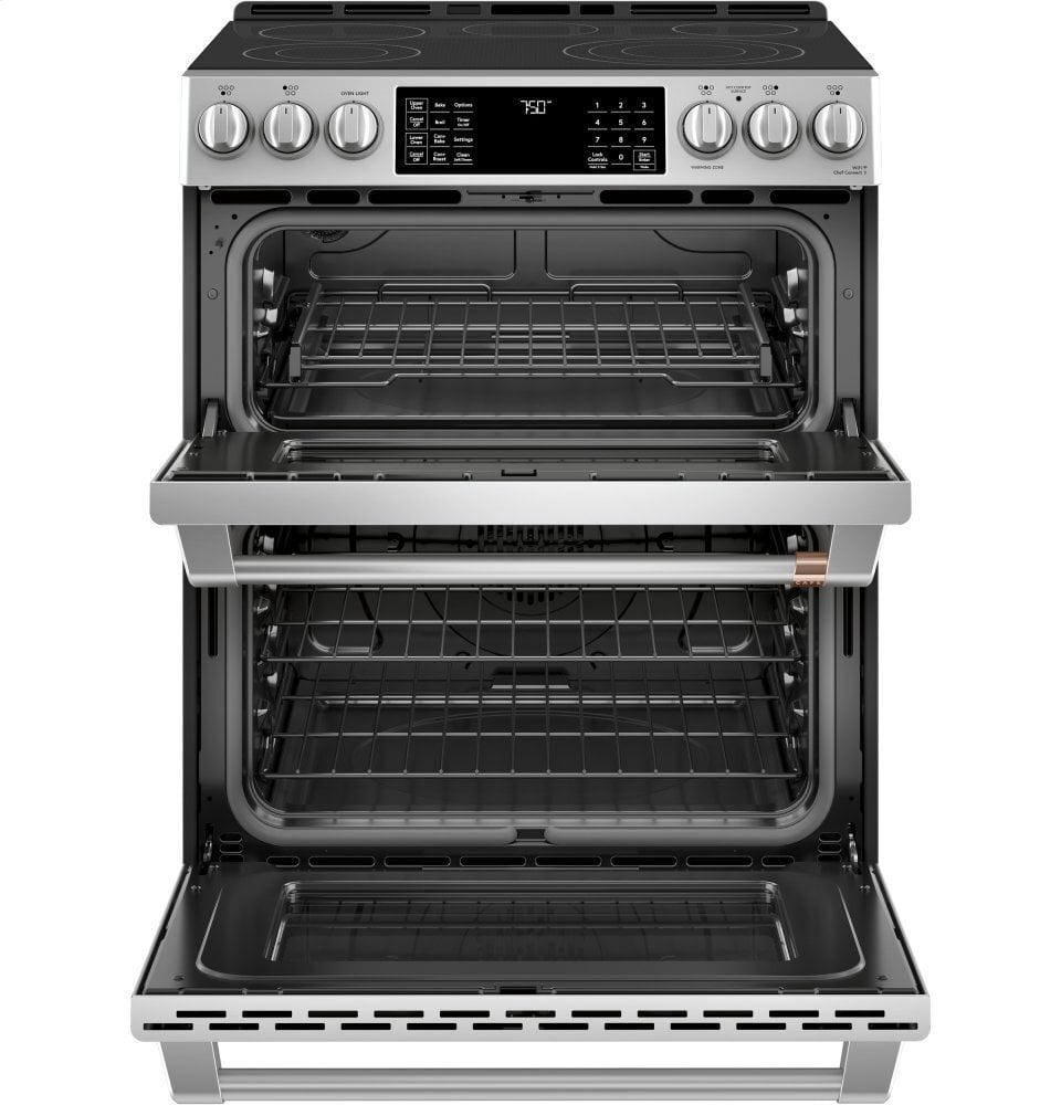 Cafe CES750P2MS1 Café 30" Smart Slide-In, Front-Control, Radiant And Convection Double-Oven Range