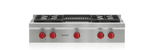 Wolf SRT364C 36" Sealed Burner Rangetop - 4 Burners And Infrared Charbroiler
