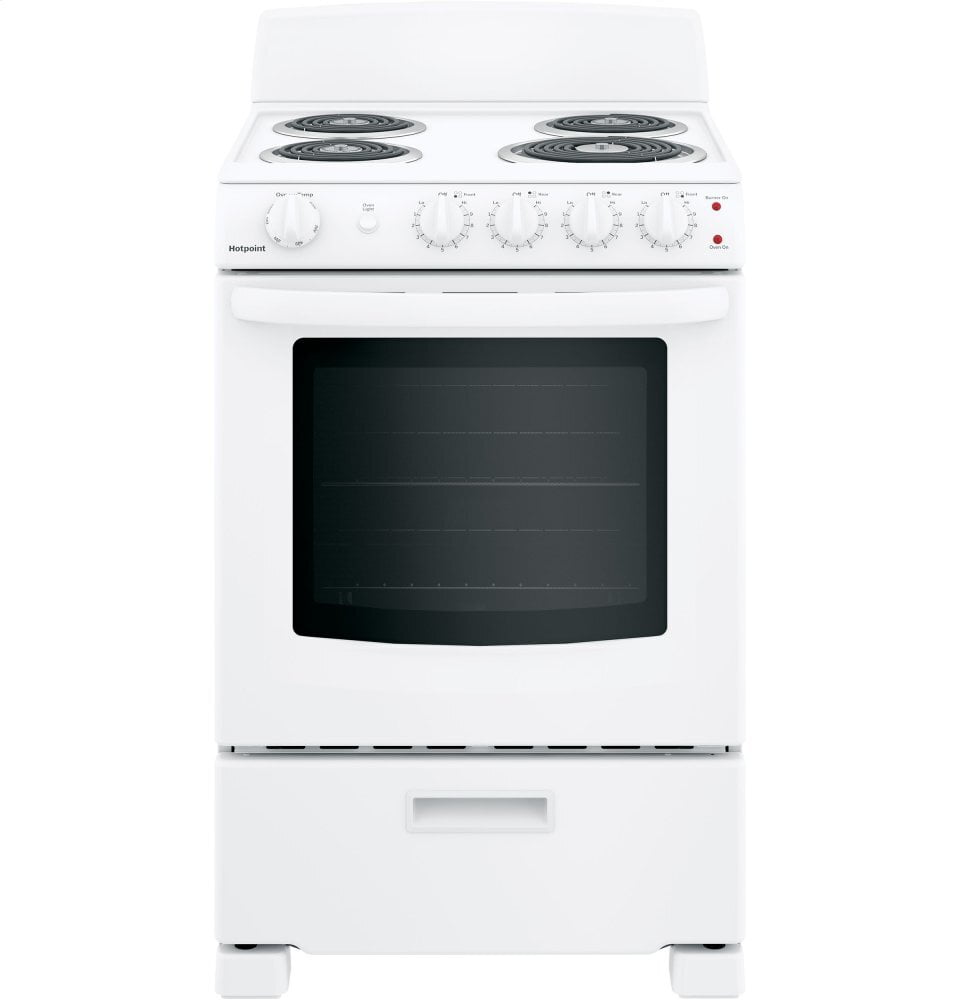 Hotpoint RAS300DMWW Hotpoint® 24" Free-Standing Front-Control Electric Range