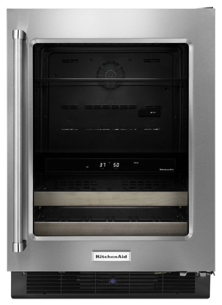 Kitchenaid KUBR204ESB 24" Beverage Center With Glass Door And Wood-Front Racks - Stainless Steel