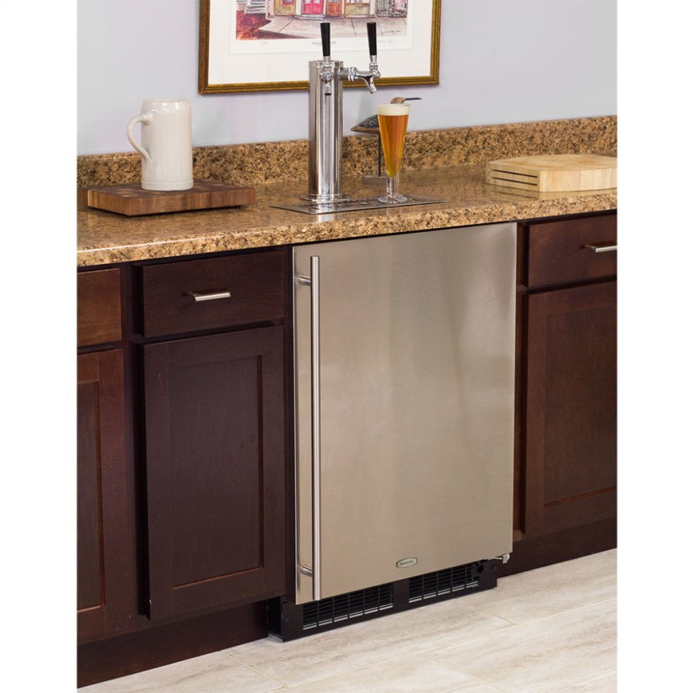 Marvel ML24BTP3LP Marvel Built-In Indoor Twin Tap Beer Dispenser - Solid Panel Overlay Ready Door - Integrated Left Hinge