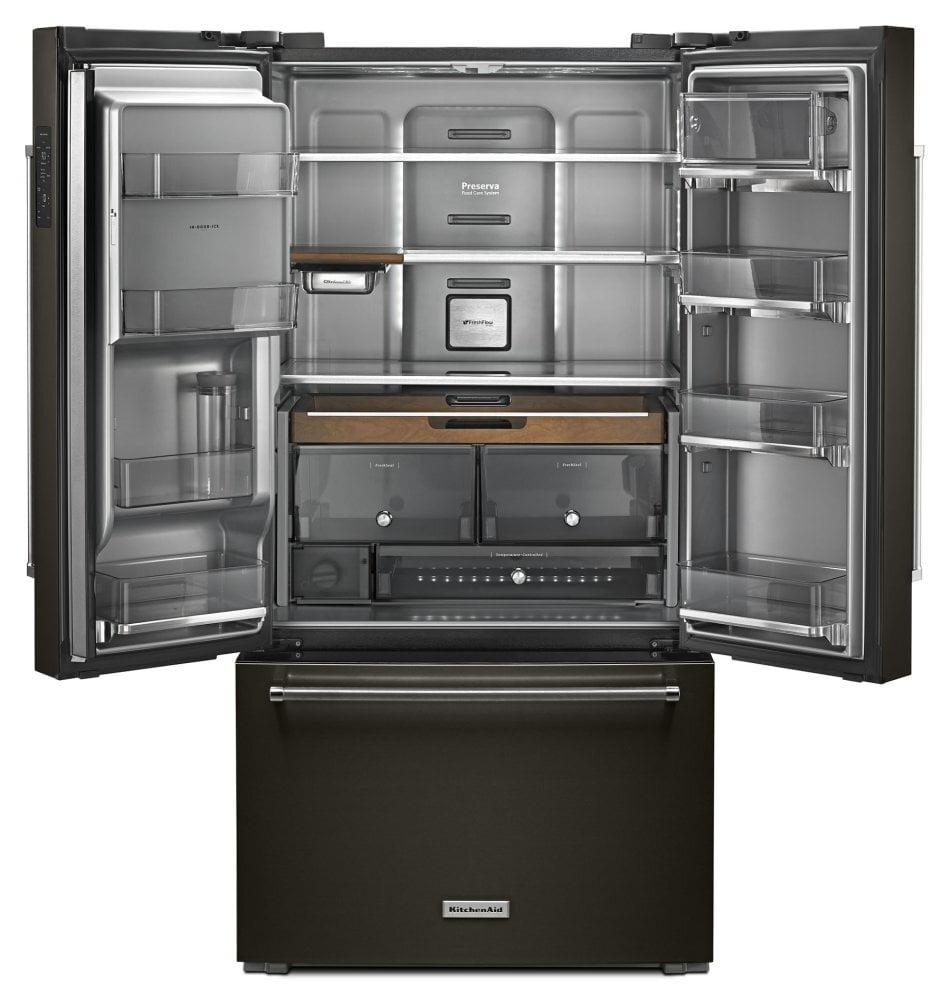 Kitchenaid KRFC704FBS 23.8 Cu. Ft. 36" Counter-Depth French Door Platinum Interior Refrigerator With Printshield™ Finish - Black Stainless Steel With Printshield™ Finish