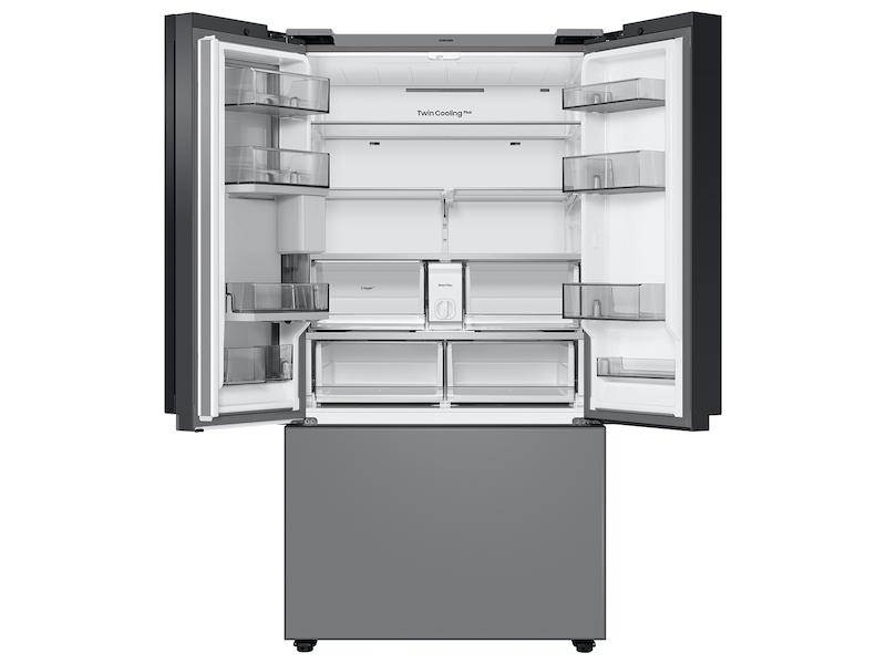 Samsung RF30BB69006M Bespoke 3-Door French Door Refrigerator (30 Cu. Ft.) - With Top Left And Family Hub&#8482; Panel In White Glass - And Matte Grey Glass Bottom Door Panel