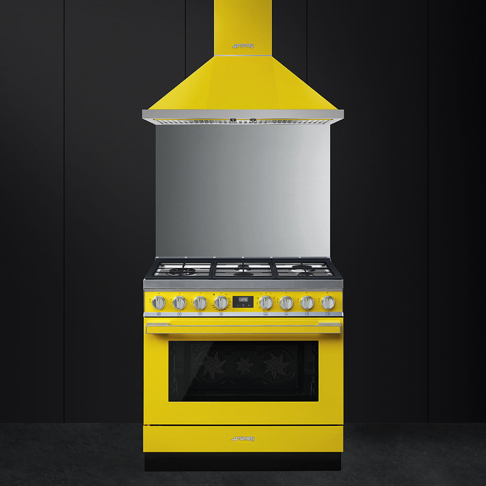 Smeg CPF36UGMYW Portofino Pro-Style Dual Fuel Range, Yellow, 36" X 25"