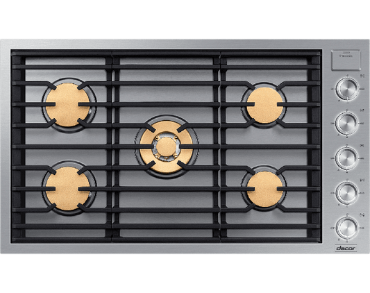 Dacor DTG36M955FS 36" Gas Cooktop, Silver Stainless Steel, Natural Gas