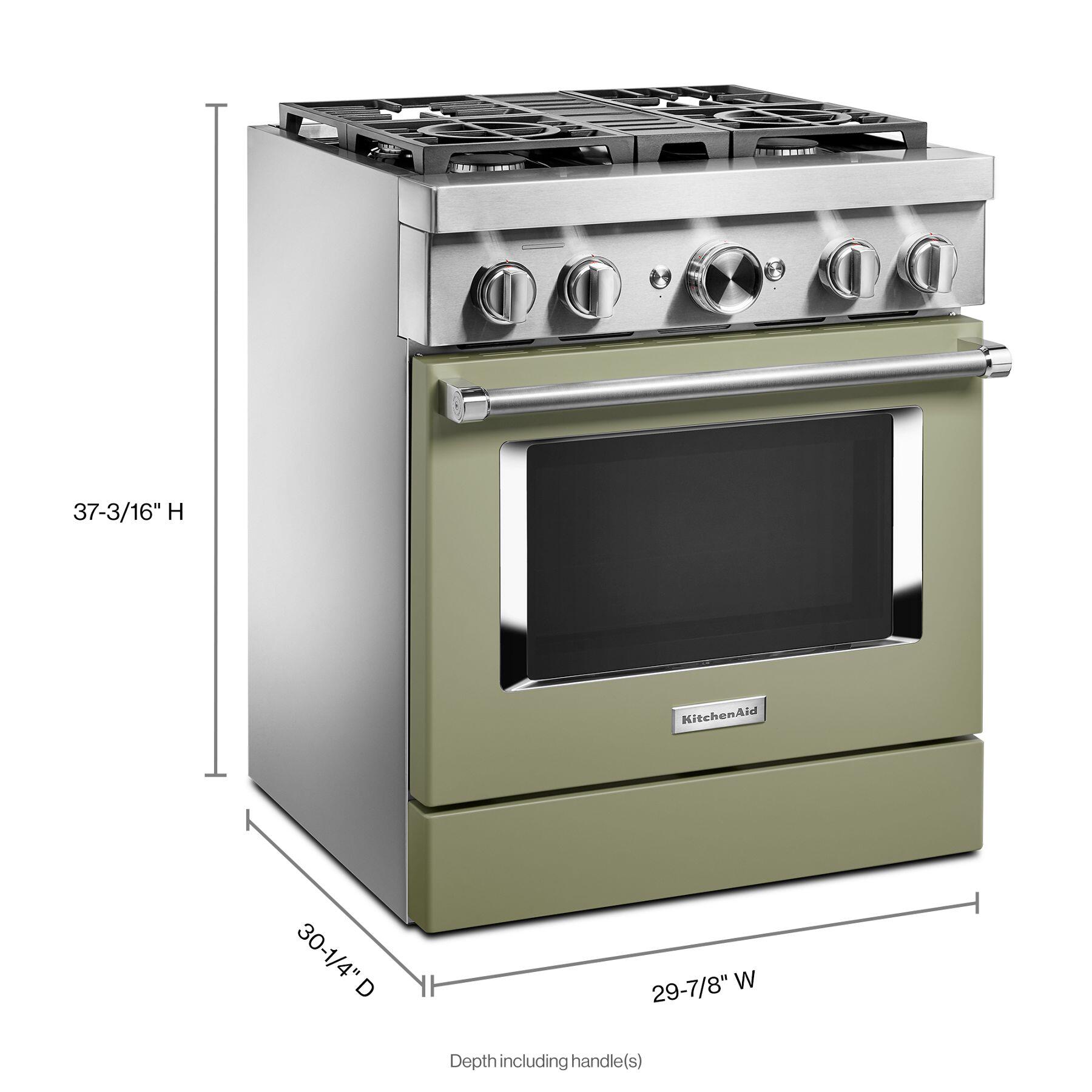 Kitchenaid KFDC500JAV Kitchenaid® 30'' Smart Commercial-Style Dual Fuel Range With 4 Burners - Avocado Cream