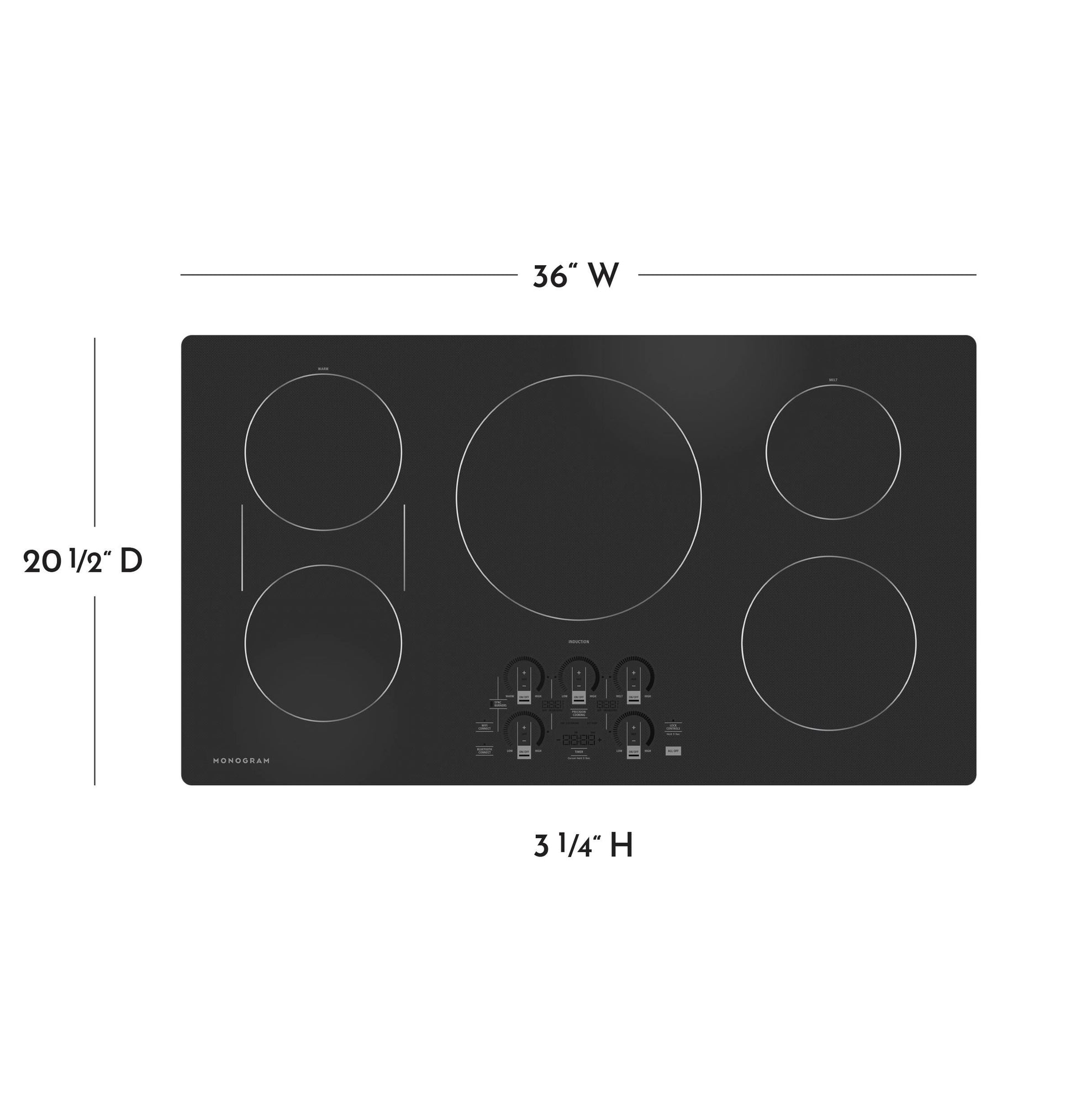 Monogram ZHU36RDTBB Monogram 36" Induction Cooktop
