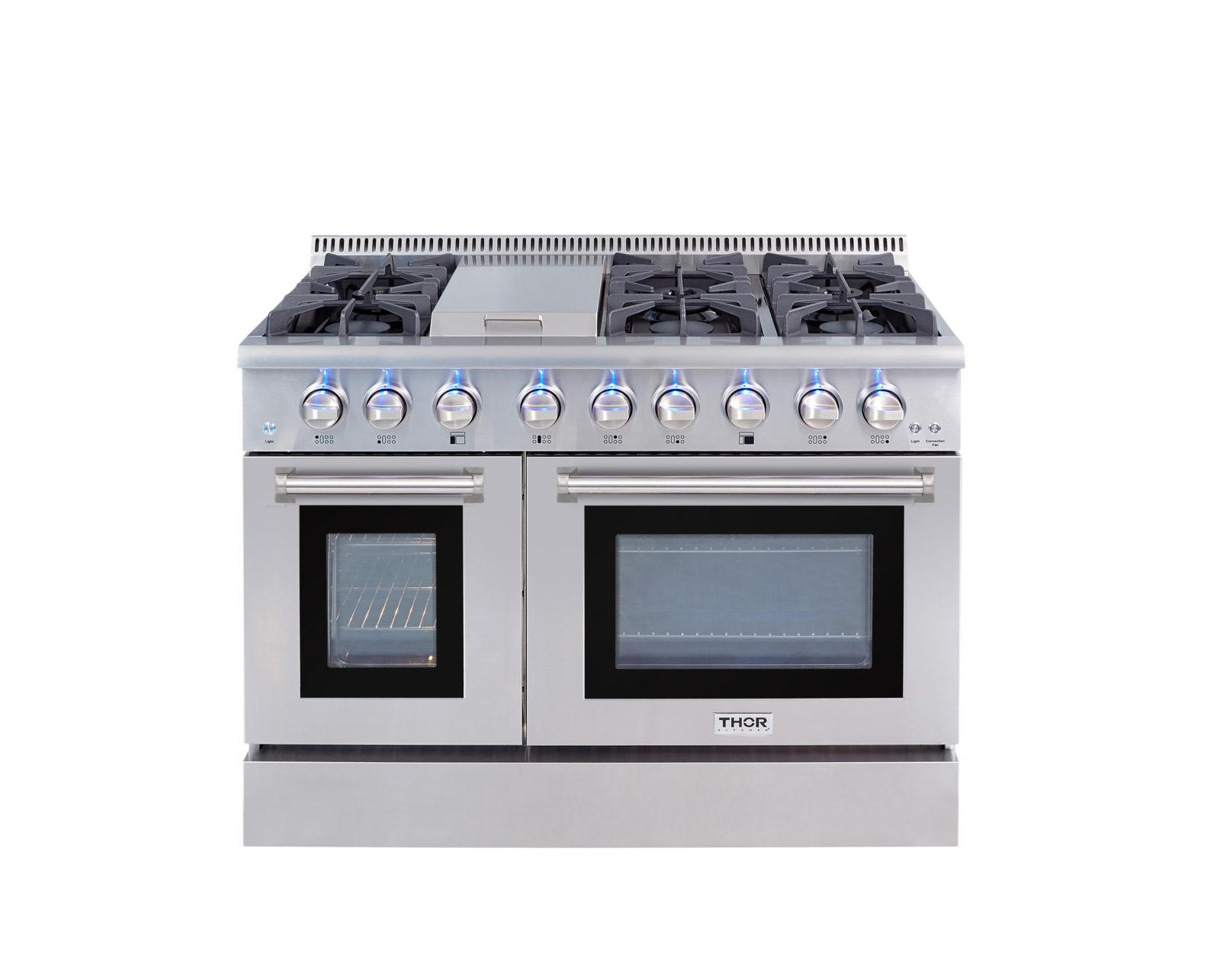 Thor Kitchen HRD4803ULP 48 Inch Professional Dual Fuel Lp Gas Range In Stainless Steel