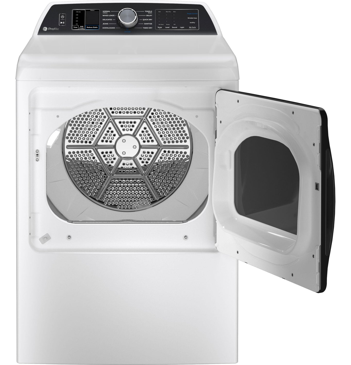 Ge Appliances PTD70EBSTWS Ge Profile&#8482; 7.4 Cu. Ft. Capacity Smart Aluminized Alloy Drum Electric Dryer With Sanitize Cycle And Sensor Dry