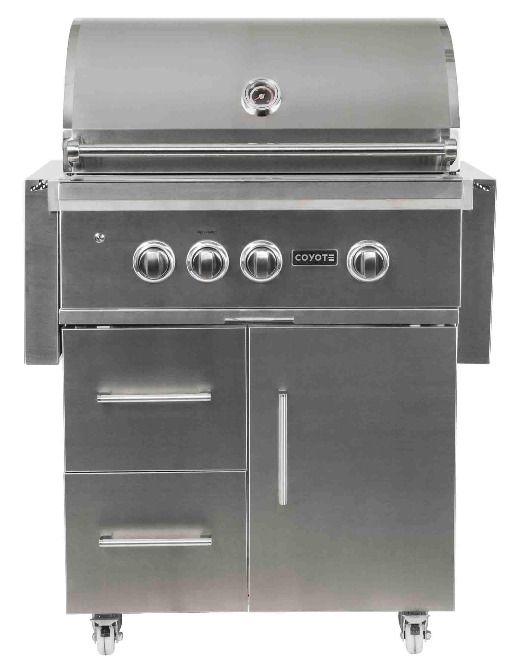 Coyote C2SL30NGFS 30" Grill On Cart Ng; Infinity Burners; Ceramics; Led'S
