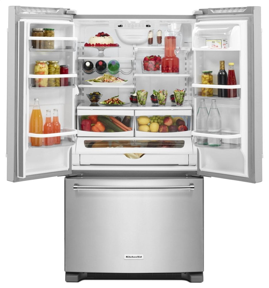 Kitchenaid KRFF305ESS 25 Cu. Ft. 36-Width Standard Depth French Door Refrigerator With Interior Dispense - Stainless Steel