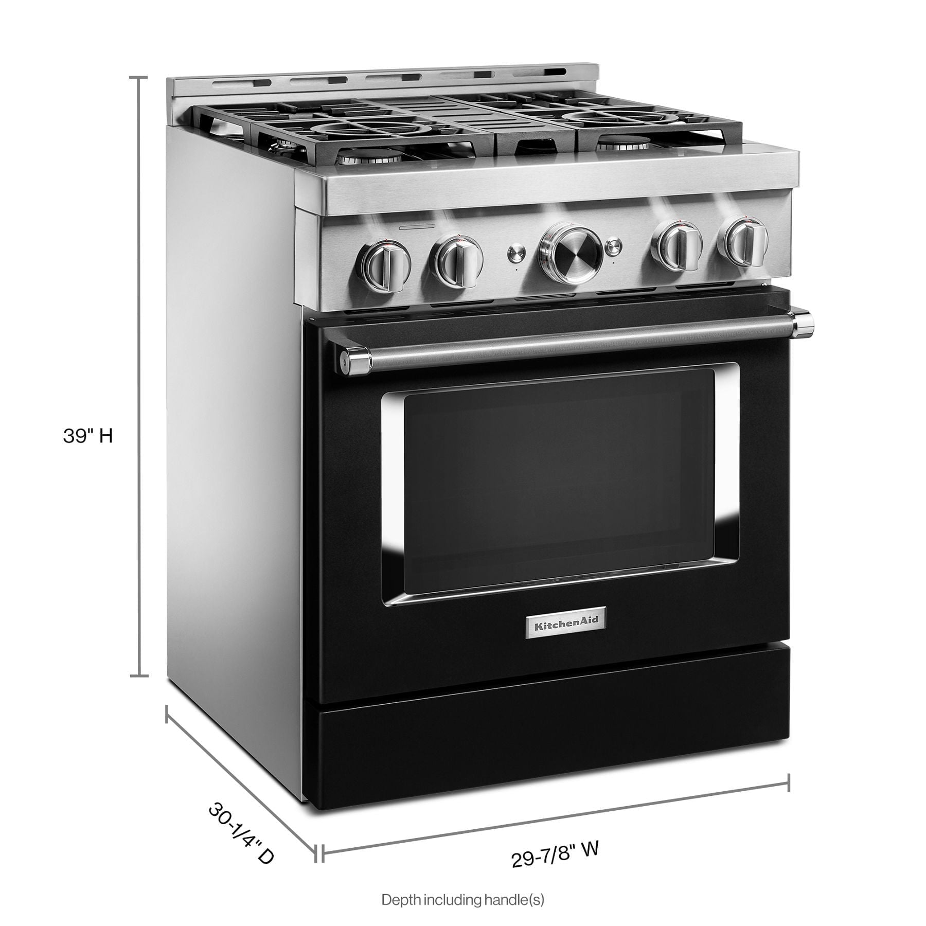Kitchenaid KFGC500JBK Kitchenaid® 30'' Smart Commercial-Style Gas Range With 4 Burners - Imperial Black